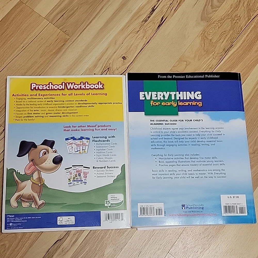 Preschool Learning, 2 large books lots of‎ pages early learning workbooks